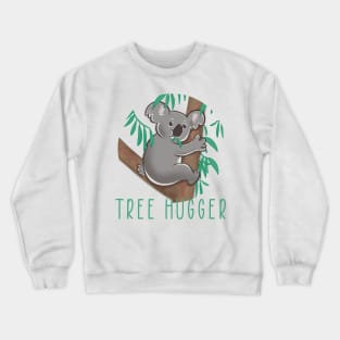 Cute koala nomming on leaves illustration Tree Hugger Crewneck Sweatshirt